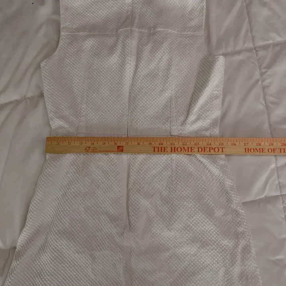 Tory Burch White Sleeveless Square Neck Textured Mini Dress Size 12